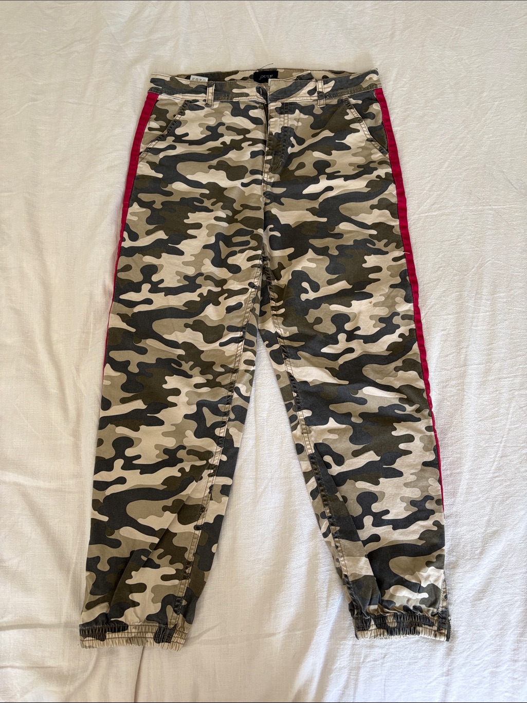 Joes Jeans Camo Jogger Pants With Red Side Stripe